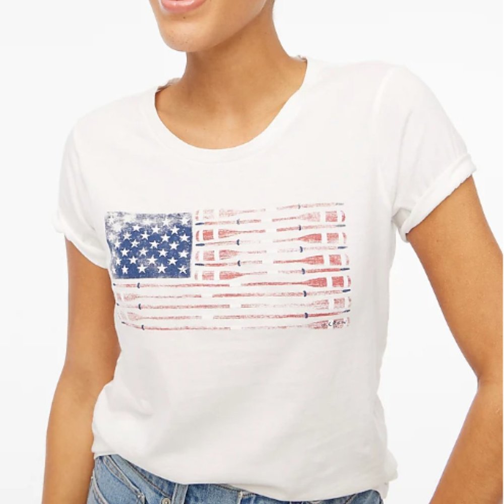 J Crew Oars American Flag Graphic Tee